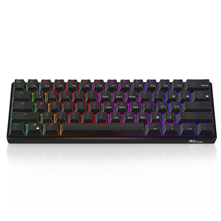 RK61 61 Keys Bluetooth / 2.4G Wireless / USB Wired Three Modes Blue Switch Tablet Mobile Gaming Mechanical Keyboard with RGB Backlight, Cable Length: 1.5m (Black)