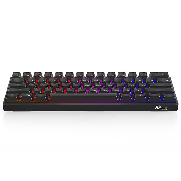 RK61 61 Keys Bluetooth / 2.4G Wireless / USB Wired Three Modes Blue Switch Tablet Mobile Gaming Mechanical Keyboard with RGB Backlight, Cable Length: 1.5m (Black)