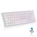 RK61 61 Keys Bluetooth / 2.4G Wireless / USB Wired Three Modes Blue Switch Tablet Mobile Gaming Mechanical Keyboard with RGB Backlight, Cable Length: 1.5m (White)