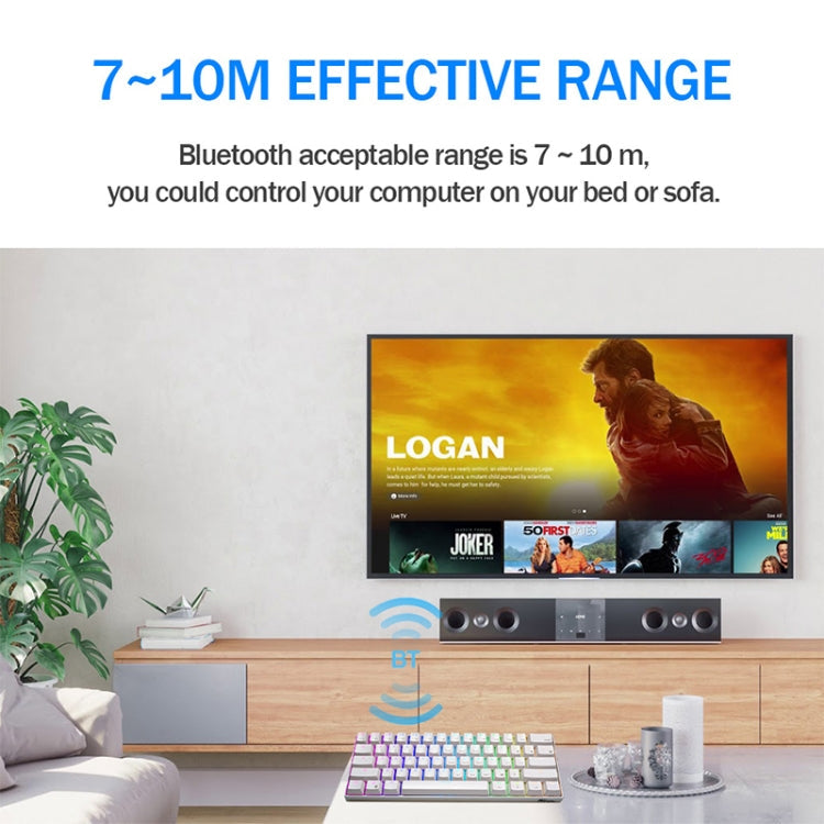 RK61 61 Keys Bluetooth / 2.4G Wireless / USB Wired Three Modes Blue Switch Tablet Mobile Gaming Mechanical Keyboard with RGB Backlight, Cable Length: 1.5m (White)