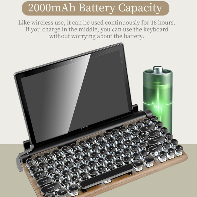 TW1867 Round Retro Punk Keycap Mechanical Wireless Bluetooth Keyboard (Black)