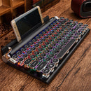 TW1867 Round Retro Punk Keycap Mechanical Wireless Bluetooth Keyboard (Black)