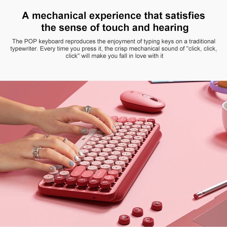 Logitech POP KEYS Round Button Bluetooth Mechanical Keyboard (Pink)