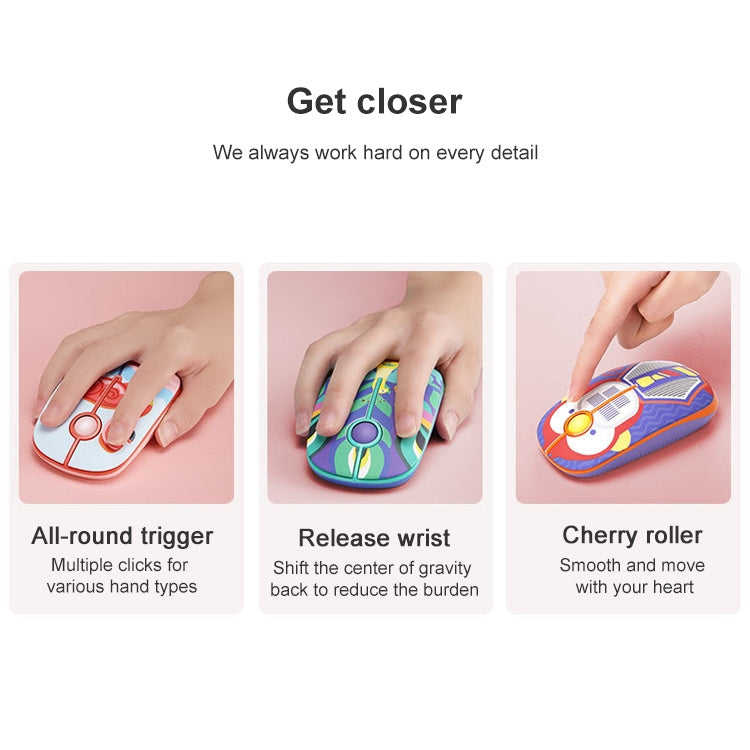 FOETOR i330h Water Transfer Pattern Wireless Mouse(Flamingo)