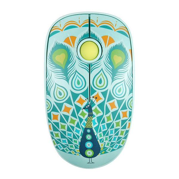 FOETOR V8h Animal Pattern Wireless Mouse(Peacock)