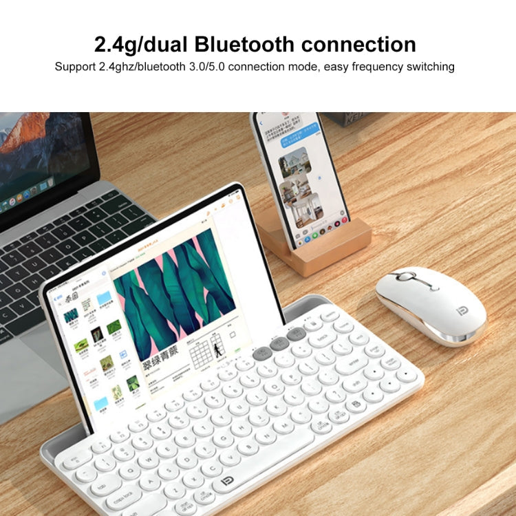 FOETOR K931T Three Modes Wireless Bluetooth Keyboard (Black)