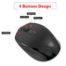 HXSJ M107 4-buttons 1600 DPI 2.4GHz Wireless Rechargeable Mouse (Black)