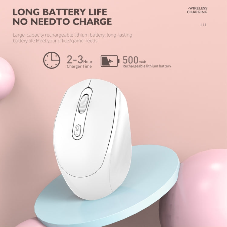 HXSJ M107 4-buttons 1600 DPI 2.4GHz Wireless Rechargeable Mouse (White)