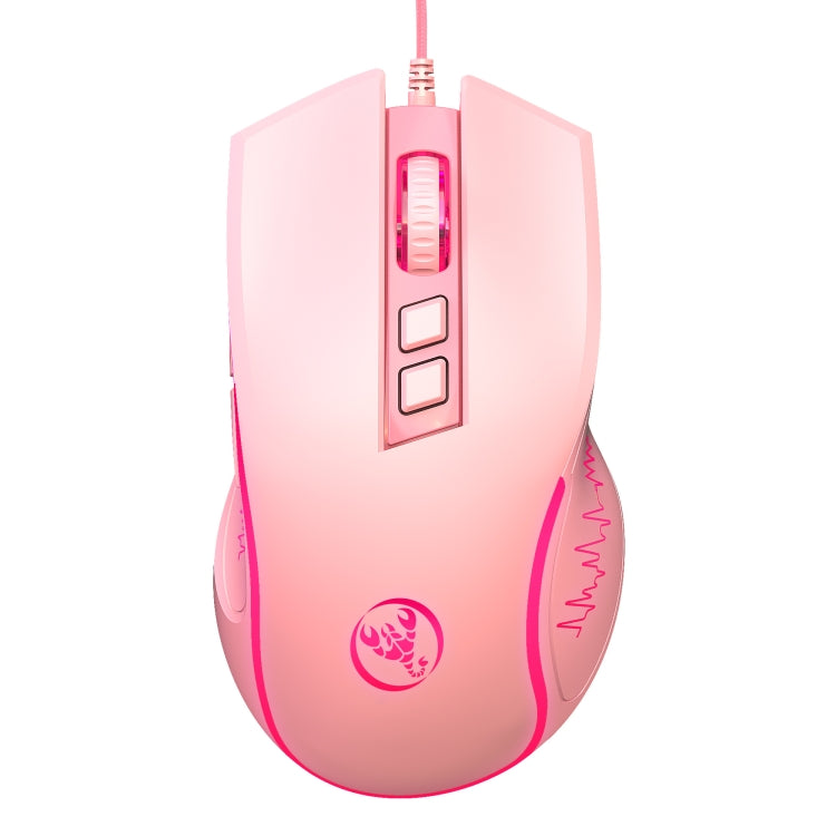 HXSJ X100 7-buttons 3600 DPI Cool Glowing Wired Gaming Mouse, Cable Length: 1.5m (Pink)