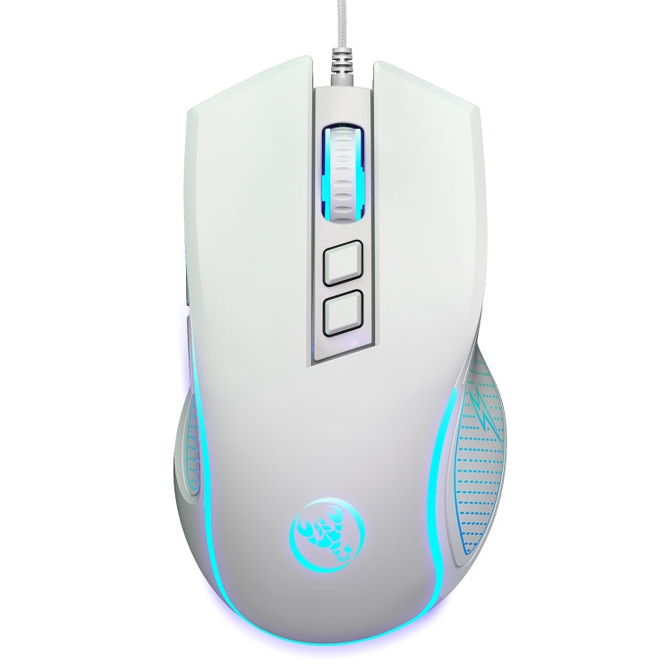 HXSJ X100 7-buttons 3600 DPI Cool Glowing Wired Gaming Mouse, Cable Length: 1.5m (White)