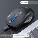 iMICE G-1800 Rechargeable 4 Buttons 1600 DPI 2.4GHz & Bluetooth Silent Wireless Mouse for Computer PC Laptop (Black)