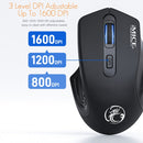 iMICE G-1800 Rechargeable 4 Buttons 1600 DPI 2.4GHz & Bluetooth Silent Wireless Mouse for Computer PC Laptop (Black)