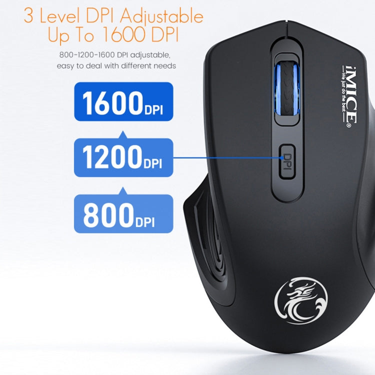 iMICE G-1800 Rechargeable 4 Buttons 1600 DPI 2.4GHz & Bluetooth Silent Wireless Mouse for Computer PC Laptop (Black)