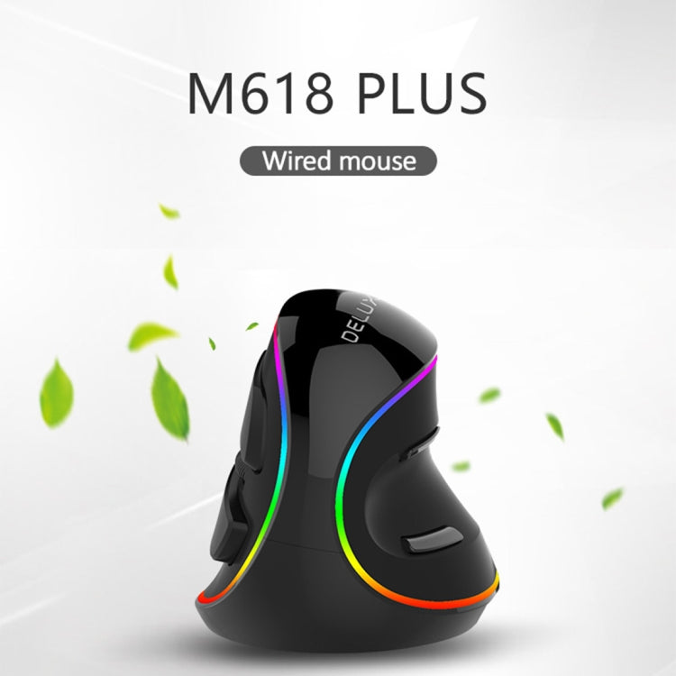 DELUX M618 Plus RGB Wired Optical Mouse Ergonomic Vertical Mouse 4000DPI