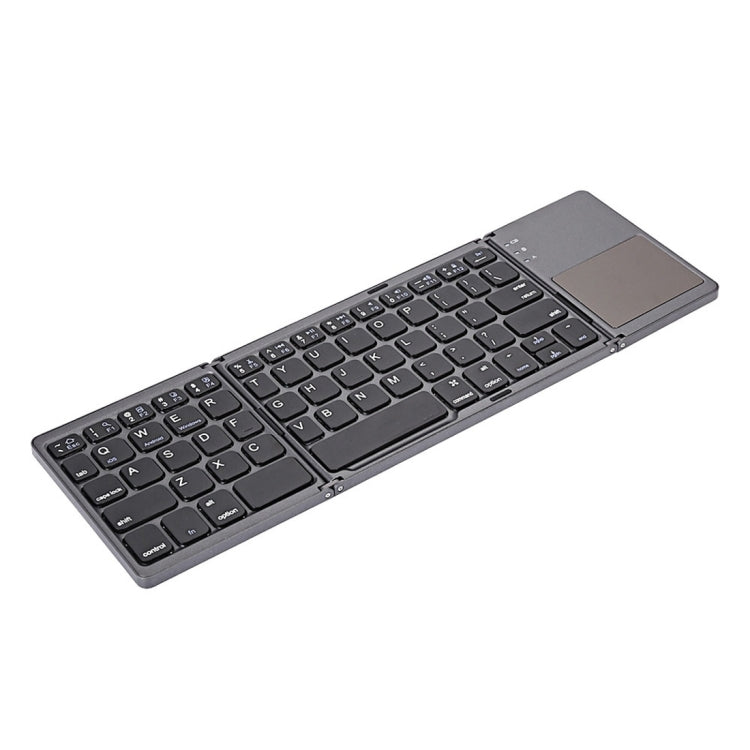B033 Rechargeable 3-Folding 64 Keys Bluetooth Wireless Keyboard with Touchpad(Grey)