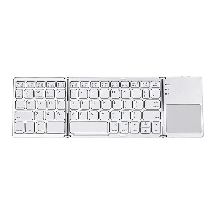 B033 Rechargeable 3-Folding 64 Keys Bluetooth Wireless Keyboard with Touchpad(Silver)