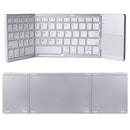 B033 Rechargeable 3-Folding 64 Keys Bluetooth Wireless Keyboard with Touchpad(Silver)