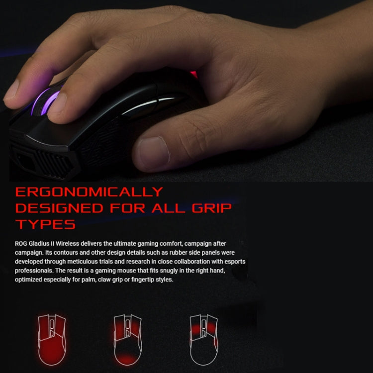 ASUS Gladius II G II Wireless Version 16000DPI 2.4GHz + Bluetooth + Wireline Three-mode RGB Illuminate Wireless Optical Gaming Mouse with Detachable Cable