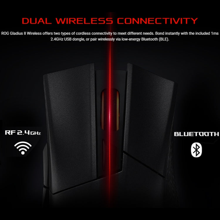 ASUS Gladius II G II Wireless Version 16000DPI 2.4GHz + Bluetooth + Wireline Three-mode RGB Illuminate Wireless Optical Gaming Mouse with Detachable Cable