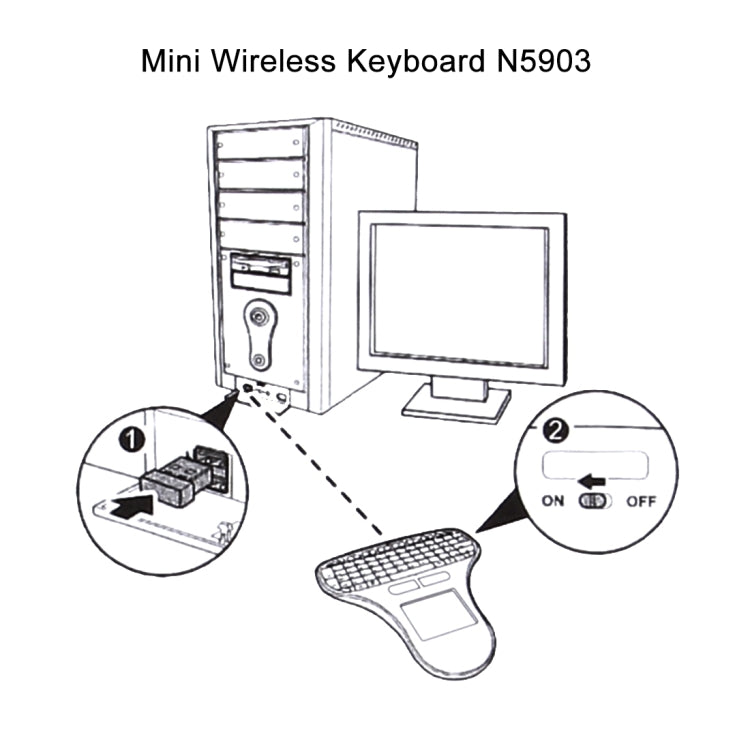 N5903 2.4GHz Mini Wireless Keyboard with Touchpad & USB Mini Receiver, Size: 127 x 134 x 25mm(Black)