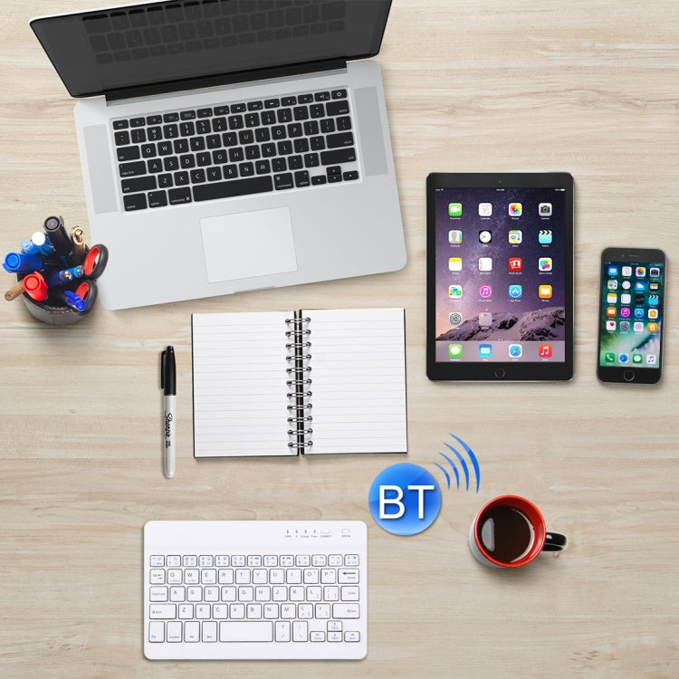 Mini Universal Portable Bluetooth Wireless Keyboard, Compatible with 7 inch Tablets with Bluetooth Functions(White)