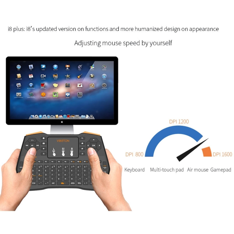 VIBOTON i8 Plus Updated 2.4GHz QWERT Mini Wireless Keyboard with Touchpad for TV Box, Mi Box, Computer, Tablet, Laptop and Projector(Black)