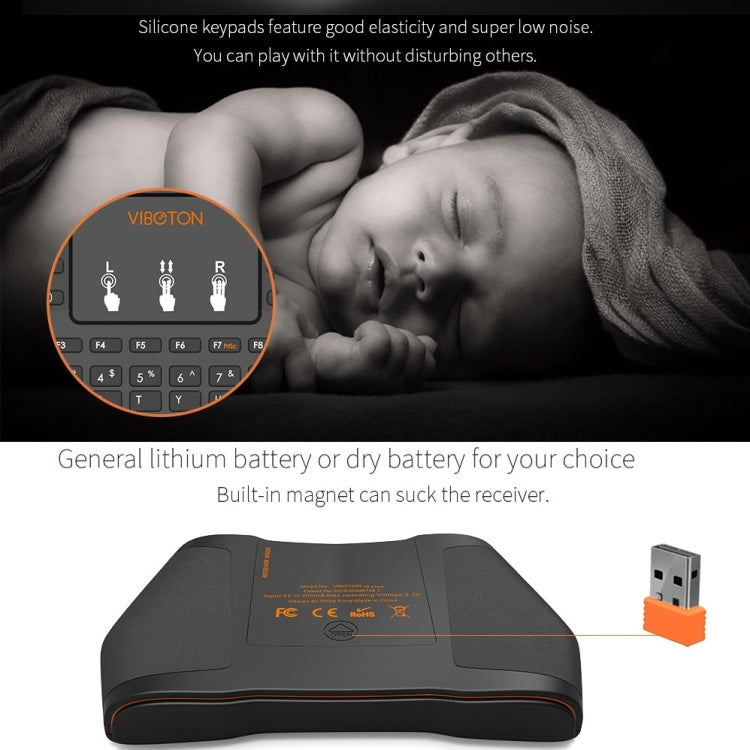 VIBOTON i8 Plus Updated 2.4GHz QWERT Mini Wireless Keyboard with Touchpad for TV Box, Mi Box, Computer, Tablet, Laptop and Projector(Black)