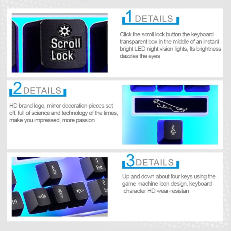 ZGB G21 104 Keys USB Wired Mechanical Feel Colorful Backlight Office Computer Keyboard Gaming Keyboard(Black)