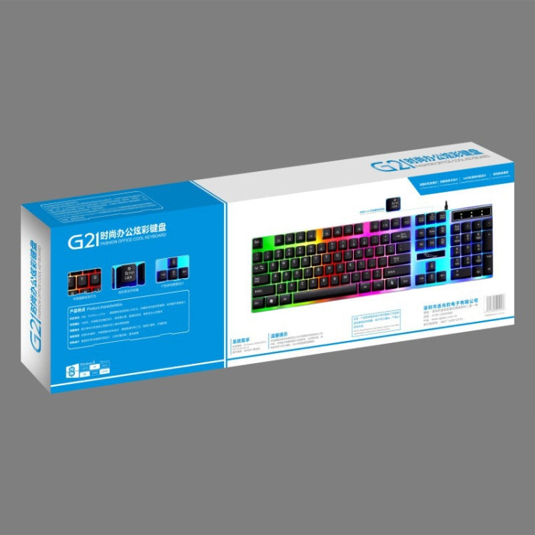 ZGB G21 104 Keys USB Wired Mechanical Feel Colorful Backlight Office Computer Keyboard Gaming Keyboard(Black)
