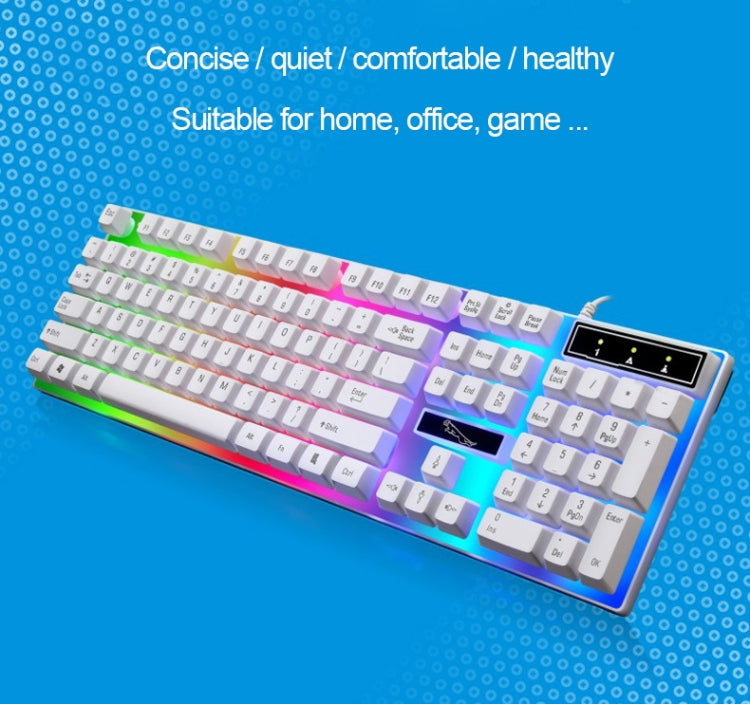 ZGB G21 104 Keys USB Wired Mechanical Feel Colorful Backlight Office Computer Keyboard Gaming Keyboard(White)
