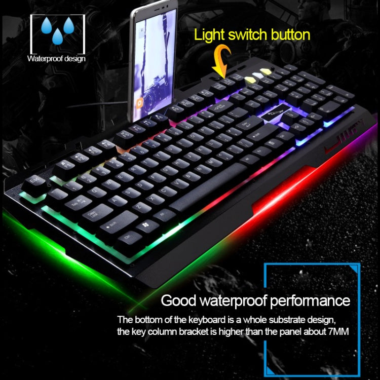ZGB G700 104 Keys USB Wired Mechanical Feel Glowing Metal Panel Suspension Gaming Keyboard with Phone Holder(Gold)