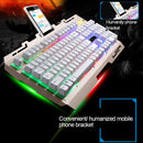 ZGB G700 104 Keys USB Wired Mechanical Feel Glowing Metal Panel Suspension Gaming Keyboard with Phone Holder(Gold)