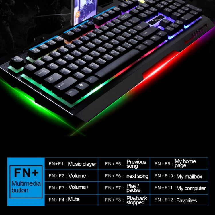 ZGB G700 104 Keys USB Wired Mechanical Feel Glowing Metal Panel Suspension Gaming Keyboard with Phone Holder(Gold)