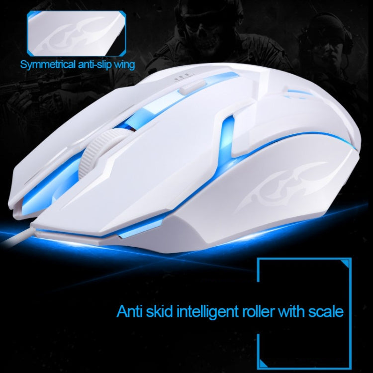 ZGB G20 1600 DPI Professional Wired Glowing Mechanical Feel Suspension Keyboard + Optical Mouse Kit for Laptop, PC(White)