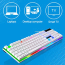 ZGB G21 1600 DPI Professional Wired Colorful Backlight Mechanical Feel Suspension Keyboard + Optical Mouse Kit for Laptop, PC(White)