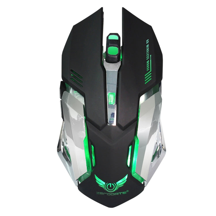 ZERODATE X70 2.4GHz Wireless 6-Keys 2400 DPI Adjustable Ergonomics Optical Gaming Mouse with Breathing Light(Black)
