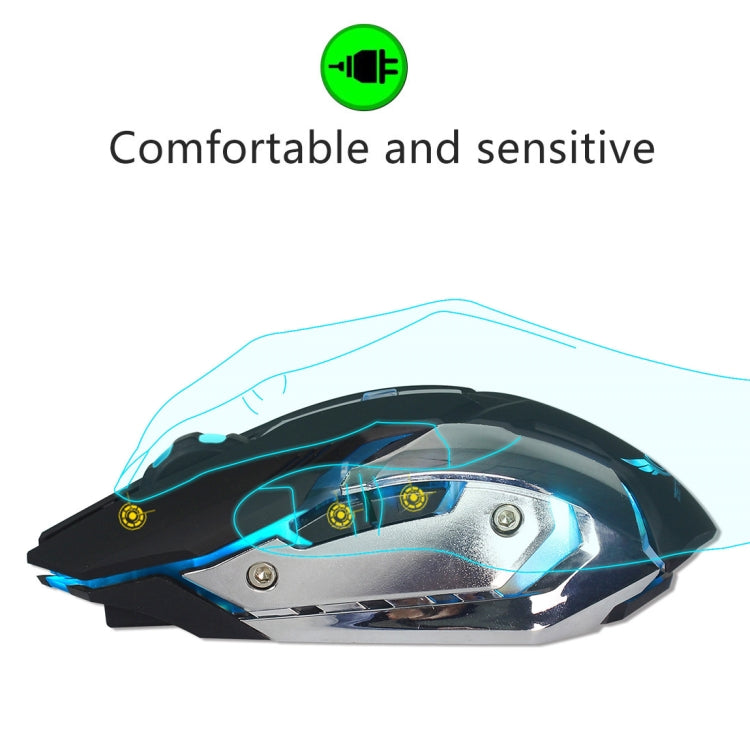 ZERODATE X70 2.4GHz Wireless 6-Keys 2400 DPI Adjustable Ergonomics Optical Gaming Mouse with Breathing Light(Black)