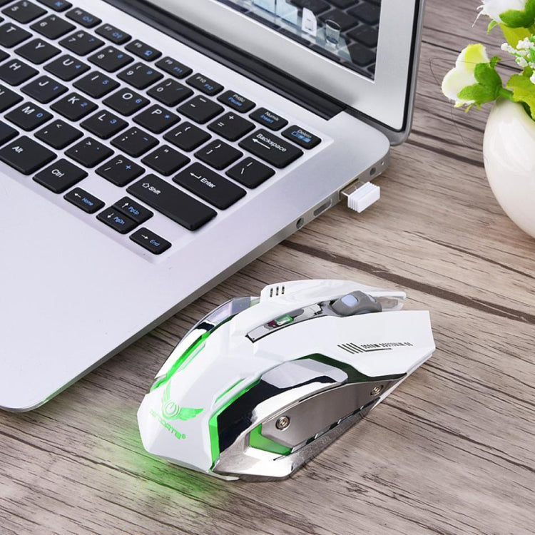 ZERODATE X70 2.4GHz Wireless 6-Keys 2400 DPI Adjustable Ergonomics Optical Gaming Mouse with Breathing Light(White)