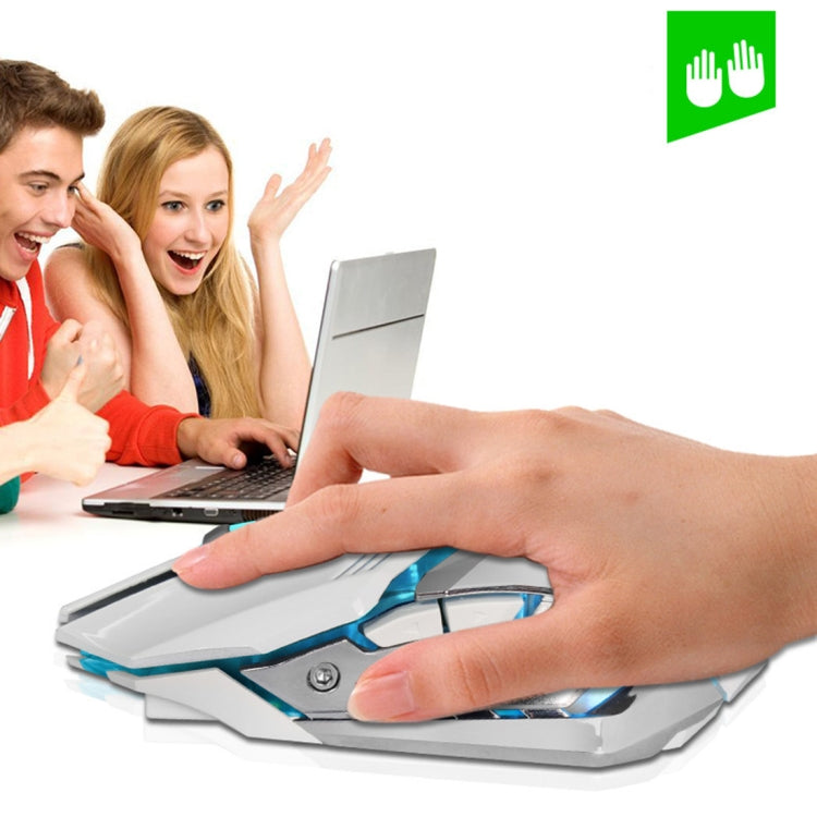 ZERODATE X70 2.4GHz Wireless 6-Keys 2400 DPI Adjustable Ergonomics Optical Gaming Mouse with Breathing Light(White)