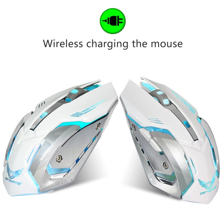 ZERODATE X70 2.4GHz Wireless 6-Keys 2400 DPI Adjustable Ergonomics Optical Gaming Mouse with Breathing Light(White)