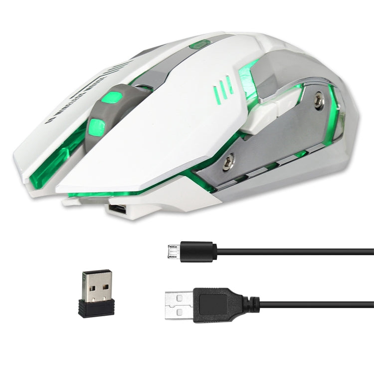 ZERODATE X70 2.4GHz Wireless 6-Keys 2400 DPI Adjustable Ergonomics Optical Gaming Mouse with Breathing Light(White)