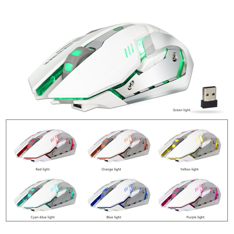 ZERODATE X70 2.4GHz Wireless 6-Keys 2400 DPI Adjustable Ergonomics Optical Gaming Mouse with Breathing Light(White)
