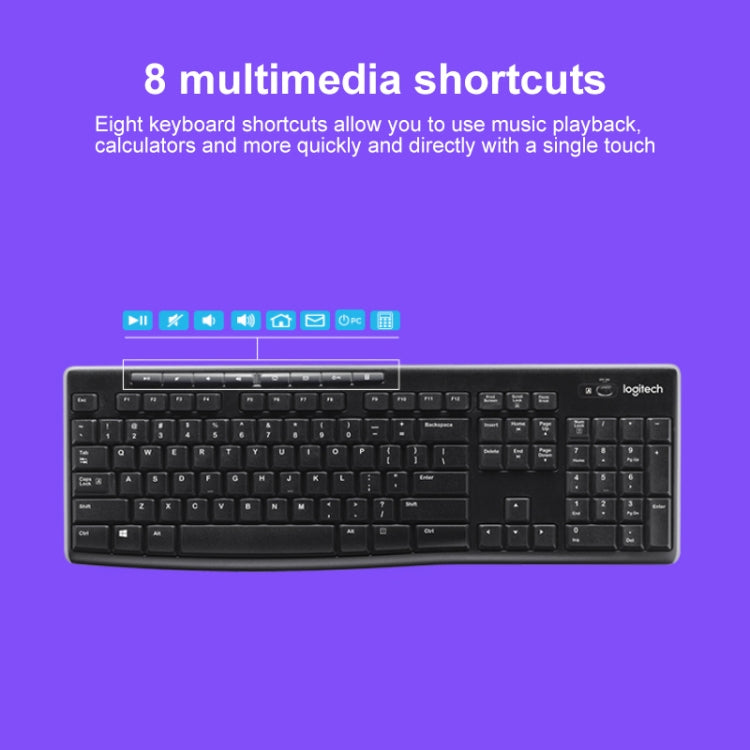 Logitech MK270 2.4GHz Wireless Keyboard + Mouse Set(Black)