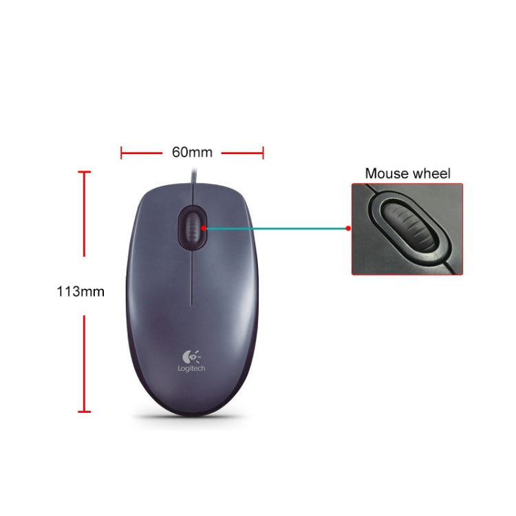 Logitech M90 USB Interface 3-keys Bilateral Symmetry 1000DPI Wired Optical Mouse