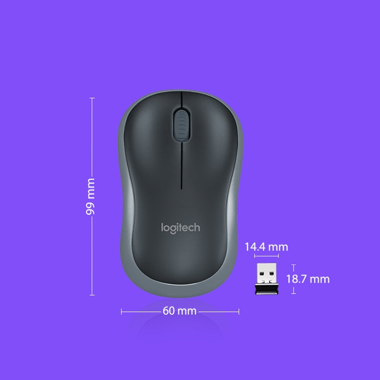 Logitech M186 Wireless Mouse Office Power Saving USB Laptop Desktop Computer Universal(Black Grey)