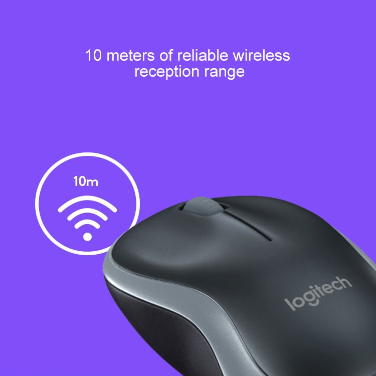 Logitech M186 Wireless Mouse Office Power Saving USB Laptop Desktop Computer Universal (Black Blue)