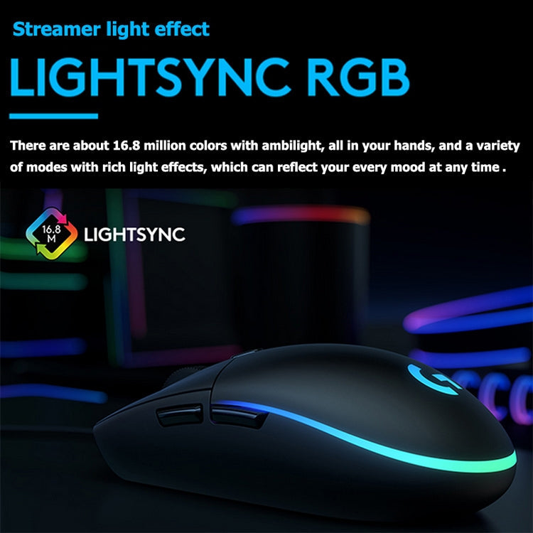 Logitech G102 2nd Gen. LIGHTSYNC 8000 DPI 6 Buttons RGB Backlight USB Wired Optical Gaming Mouse(Black)