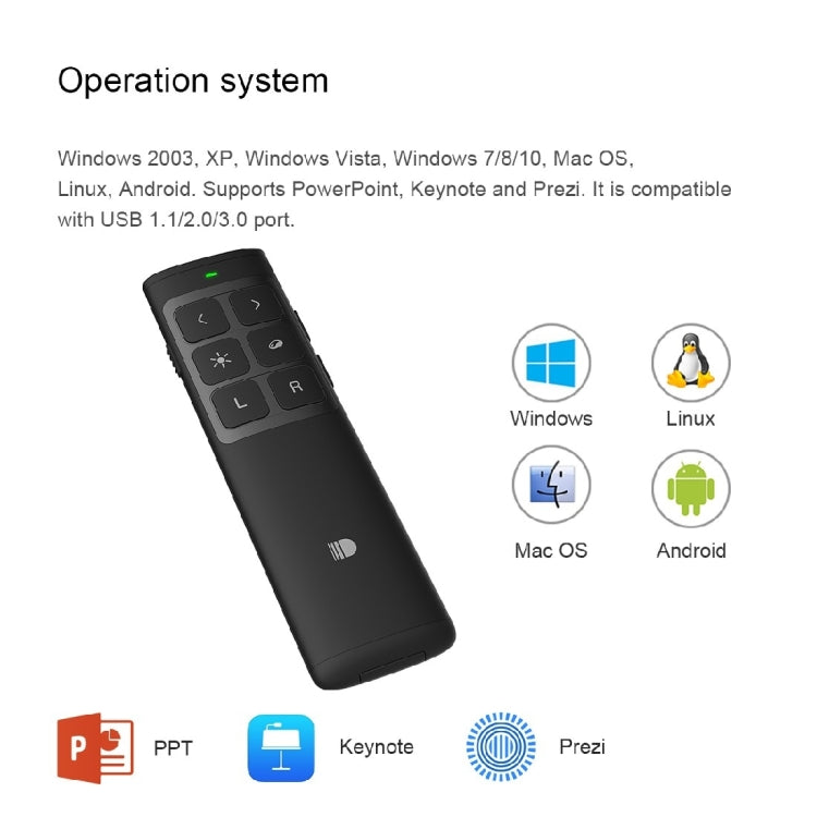 Doosl DSIT014 2.4GHz Rechargeable New Edition PowerPoint Presentation Remote Control Multi-functional Laser Pointer with Electronic Mark & Mark Clear & Volume Adjust Function for PowerPoint / Keynote / Prezi, Control Distance: 100m(Black)