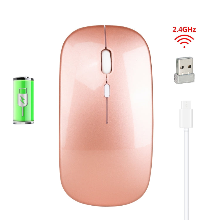 HXSJ M80 2.4GHz Wireless 1600DPI Three-speed Adjustable Optical Mute Mouse (Rose Gold)