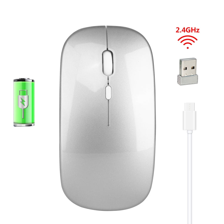 HXSJ M80 2.4GHz Wireless 1600DPI Three-speed Adjustable Optical Mute Mouse (Silver)